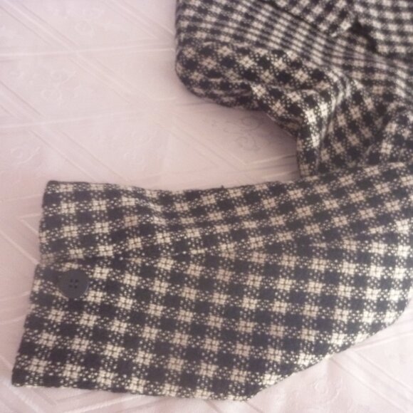 Jones New York Women 100% Pure Wool Black White Blazer 10 Checkered Lapel Single - Picture 14 of 16